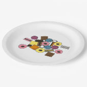 Lizenzierung Allerlei Sorten Süßwaren Süßigkeiten Pappteller (Schrägansicht)