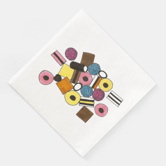 Lizenzierung Allerlei Sorten Süßwaren Süßigkeiten Serviette (Ecke)