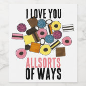 Lizenzierung Allerlei Sorten Süßwaren Süßigkeiten Weinetikett (Einzelnes Label)