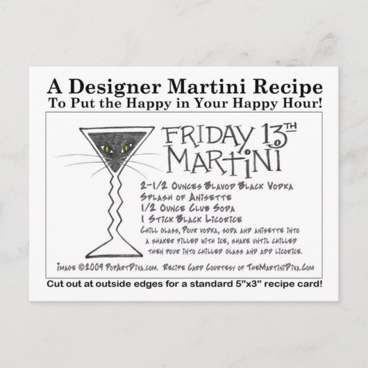 Lizenznehmer Freitag, 13. Martini-Rezept-Karte Postkarte (Vorderseite)