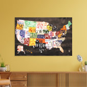 Lizenzplan Karte der USA - warme Farben / Schwarz Leinwanddruck (Insitu (Wohnzimmer))