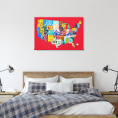 Lizenzplan Karte der USA Wrapped Canvas 36x24 Leinwanddruck (Insitu (Schlafzimmer))