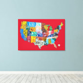 Lizenzplan Karte der USA Wrapped Canvas 36x24 Leinwanddruck (Insitu (Holzboden))