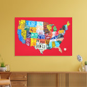 Lizenzplan Karte der USA Wrapped Canvas 36x24 Leinwanddruck (Insitu (Wohnzimmer))
