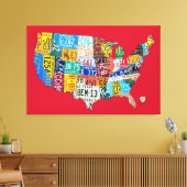 Lizenzplan Karte der USA Wrapped Canvas 48x32 Leinwanddruck (Insitu (Wohnzimmer))
