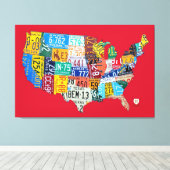 Lizenzplan Karte der USA Wrapped Canvas 48x32 Leinwanddruck (Insitu (Holzboden))