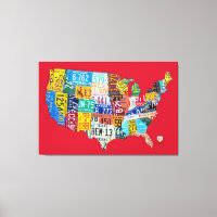 Lizenzplan Karte der USA Wrapped Canvas 48x32