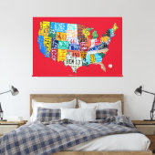 Lizenzplan Karte der USA Wrapped Canvas 48x32 Leinwanddruck (Insitu (Schlafzimmer))