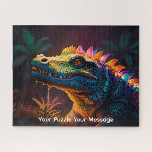 Lizzard-Drache neon-glühend farbenfrohe Fantasie Puzzle