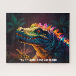 Lizzard-Drache neon-glühend farbenfrohe Fantasie Puzzle