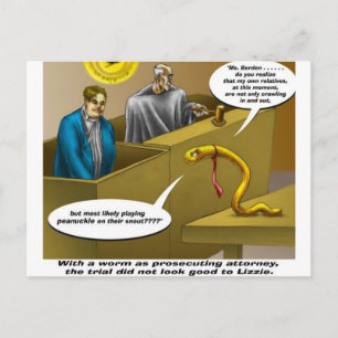 Lizzie Borden Prozess Lustige Cartoon Geschenke Postkarte