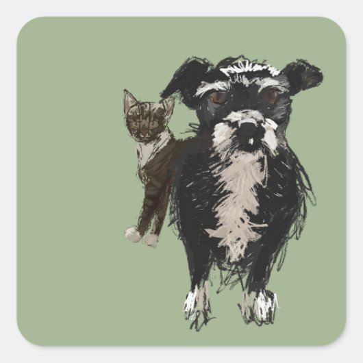 Lizzie & Kitty Quadratischer Aufkleber (Vorderseite)