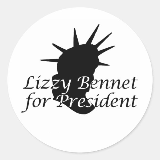 Lizzy Bennet für den Präsidenten Runder Aufkleber (Vorderseite)
