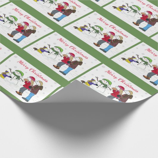 Lizzy's People Snowman Fun Wrapping Paper Green Geschenkpapier (Ecke)