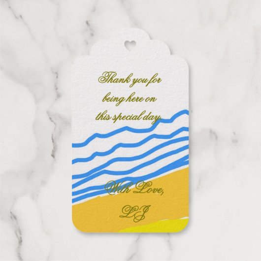 LJ Monogram Elegant Beach Wedding Geschenkanhänger (Rückseite)