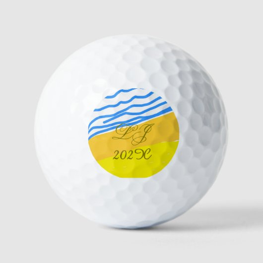 LJ Monogram Elegant Modern Beach Wedding Golfball (Vorderseite)