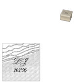 LJ Monogram Elegant Modern Beach Wedding Gummistempel (Stempel)