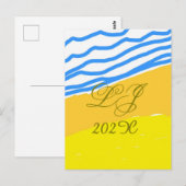 LJ Monogram Elegant Modern Beach Wedding Postkarte (Vorne/Hinten)