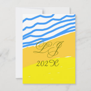 LJ Monogram Elegant Modern Beach Wedding Postkarte
