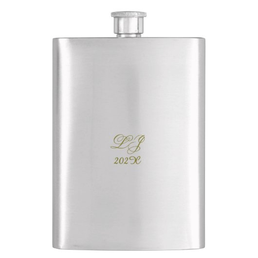 LJ Monogram Elegant Moderne Hochzeit Flachmann (Vorderseite)