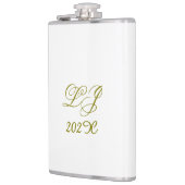 LJ Monogram Elegant Moderne Hochzeit Flachmann (Links)