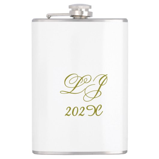 LJ Monogram Elegant Moderne Hochzeit Flachmann (Vorderseite)