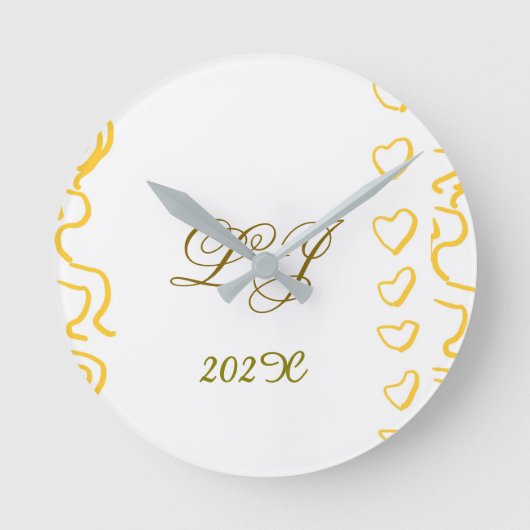 LJ Monogram Runde Wanduhr (Vorderseite)