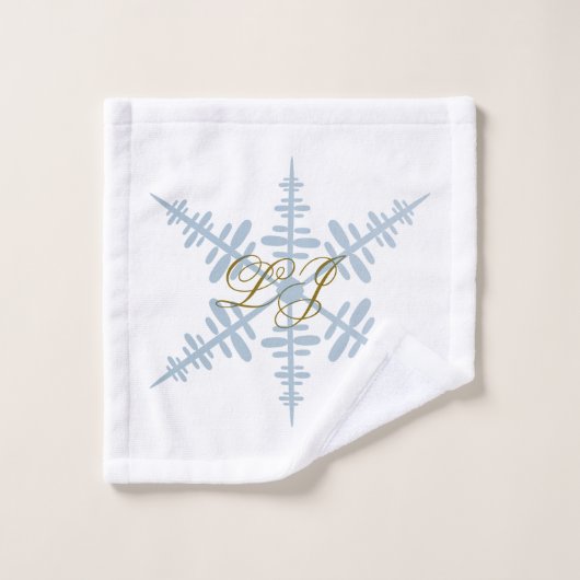 LJ Monogram Snowflake Handtuch Badhandtuch Set (Waschlappen)