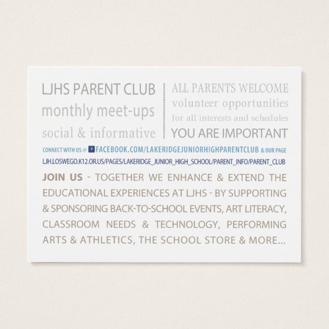 LJHS Parent Club (Rückseite)