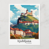 Ljubljana Slovenien Travel Potrait Illustration Postkarte (Vorderseite)