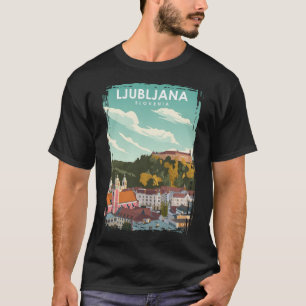 Ljubljana Slovenien Vintag Minimal Retro Travel Po T-Shirt