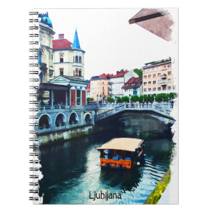 Ljubljana Slovenien Watercolor Vintage Travel Notizblock