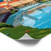 Ljubljana Slovenije Vintage Illustration Poster (Ecke)