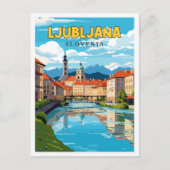 Ljubljana Slovenije Vintage Illustration Postkarte (Vorderseite)
