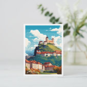 Ljubljana Slovenije Vintage Illustration Postkarte (Stehend Vorderseite)