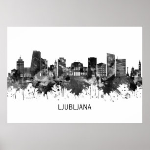 Ljubljana Slovenskyline BW Poster