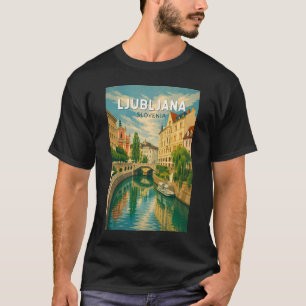Ljubljana Slowenien Illustration Reise Kunst Vinta T-Shirt