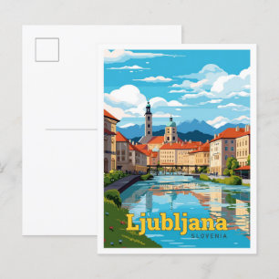 Ljubljana Slowenien Reise Kunst Vintage-Illustrati Postkarte