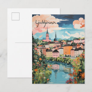 Ljubljana Slowenien Reise Stadt Malerei Ästhetik Postkarte