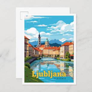 Ljubljana Slowenien Reisen Kunst, Vintage Illustra Postkarte