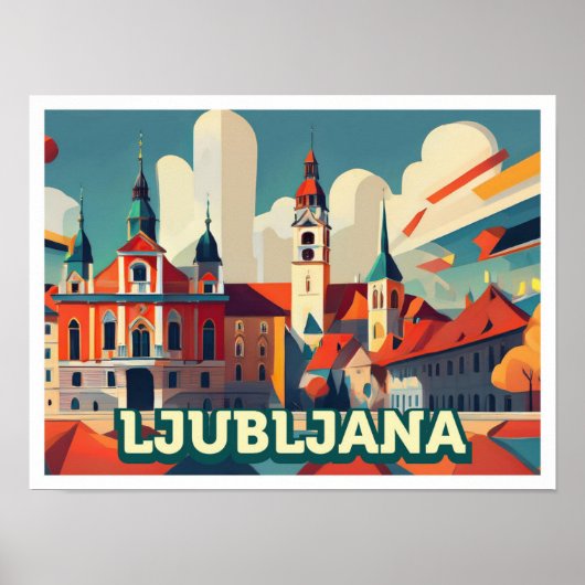 Ljubljana Slowenien Reisen künstlerisch bunt Poster (Vorne)
