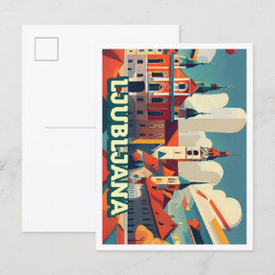 Ljubljana Slowenien Reisen künstlerisch bunt Postkarte