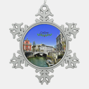 Ljubljana Slowenien Schneeflocken Zinn-Ornament