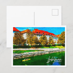 Ljubljana Slowenien Schönes Ölmalerei-Landschaft Postkarte