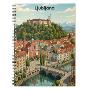 Ljubljana Slowenien Vintage Reise Stadtansicht Notizblock