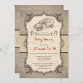 LKW-Baby-Duschen-Einladung Vintages Retro Einladung (Vorne/Hinten)