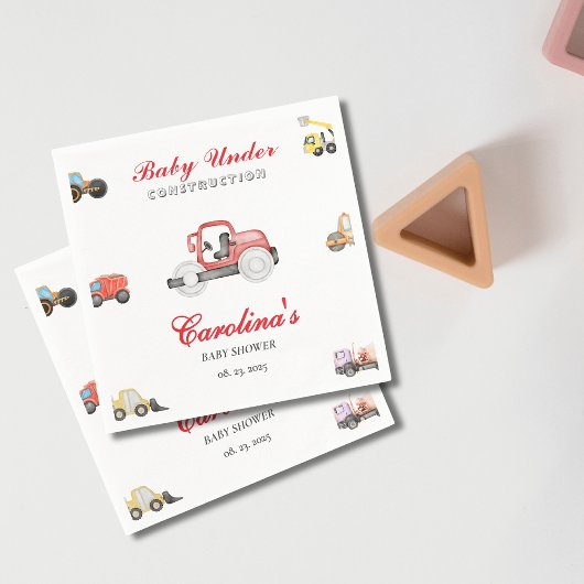 Lkw-Baby im Bau Kinderdusche Serviette