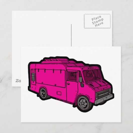 LKW: Basic (rosa) Postkarte (Vorne/Hinten)