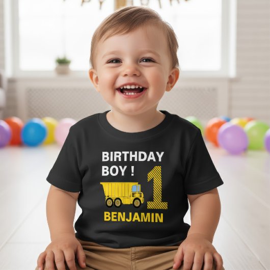 LKW-Bau 1. Geburtstag Party Baby T-shirt