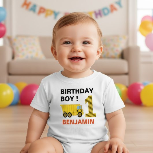 LKW-Bau 1. Geburtstag Party Baby T-shirt